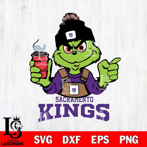 Sacramento Kings Grinch with coffee Svg Eps Dxf Png File, Digital Download, Instant Download