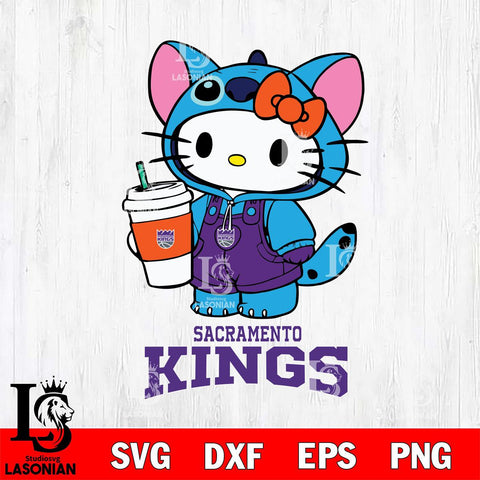 Sacramento Kings Hello Kitty Stitch Svg Eps Dxf Png File, NBA svg, Digital Download, Instant Download