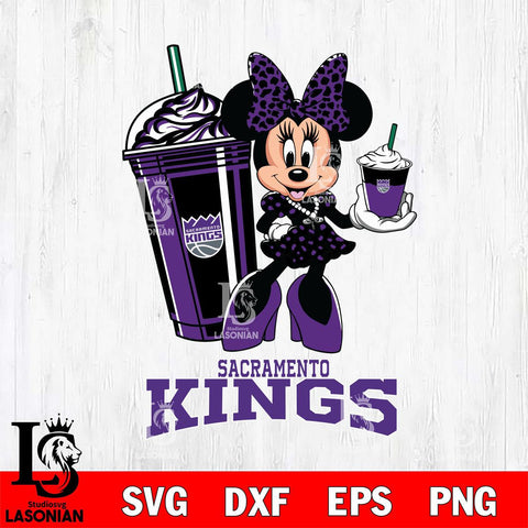 Sacramento Kings Minnie Mouse Fan And Coffee Svg Eps Dxf Png File, Digital Download, Instant Download