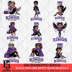 Sacramento Kings Black Fan Girl Betty Boop Bundle 9 Svg Eps Dxf Png File, Digital Download, Instant Download