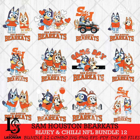 Sam Houston Bearkats Bluey & Bingo Bundle 12 SVG Svg Eps Dxf Png File, Bundle NCAA svg, Digital Download, Instant Download