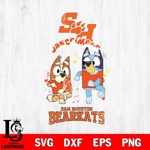 Sam Houston Bearkats Bluey Bingo Dance Mode Svg Eps Dxf Png File, NCAA svg, Digital Download, Instant Download