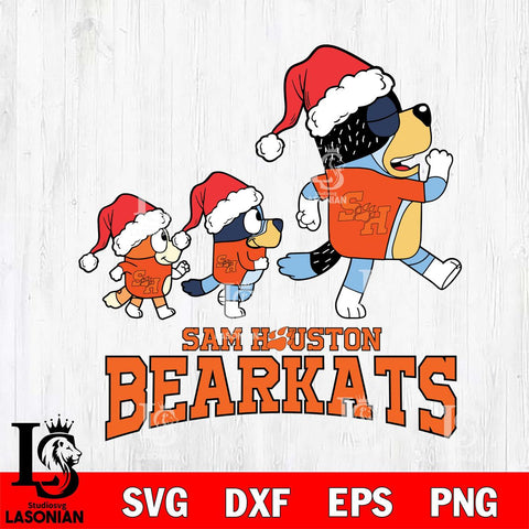 Sam Houston Bearkats Bluey Family Christmas Svg Eps Dxf Png File, Digital Download