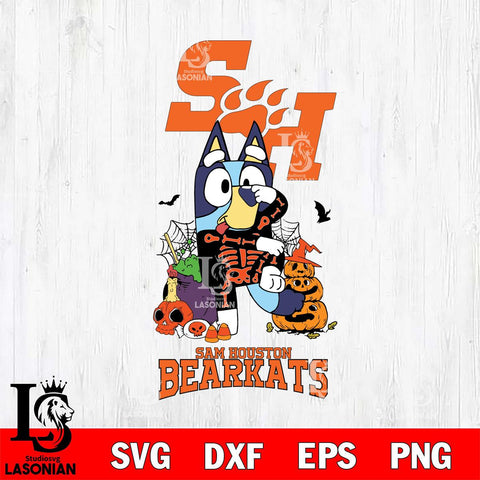 Sam Houston Bearkats Bluey Halloween NCAA 2 Svg Eps Dxf Png File, Digital Download, Instant Download