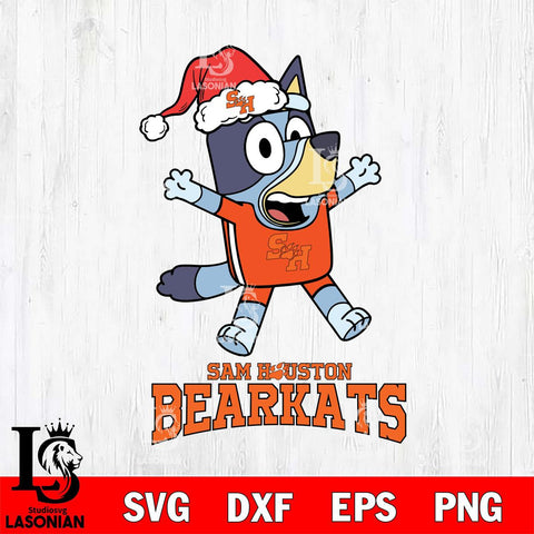 Sam Houston Bearkats Bluey Happy Christmas Svg Eps Dxf Png File, Digital Download