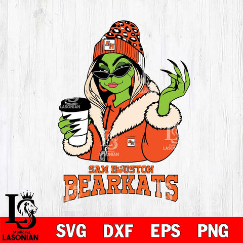 Sam Houston Bearkats Boujee Grinch Girls Christmas Cut Files Cricut, Svg Dxf Eps Png file, Digital download , Silhouette