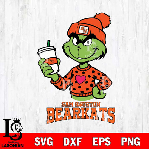 Sam Houston Bearkats Boujee Grinch Heart Christmas Cut Files Cricut, Svg Dxf Eps Png file, Digital download , Silhouette