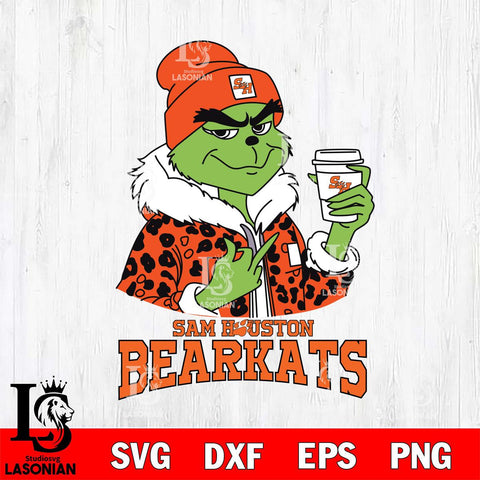 Sam Houston Bearkats Boujee Grinch Leopard Christmas Cut Files Cricut, Svg Dxf Eps Png file, Digital download , Silhouette