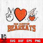 Sam Houston Bearkats Gnomes Peace & Love Svg Eps Dxf Png File, Digital Download, Instant Download