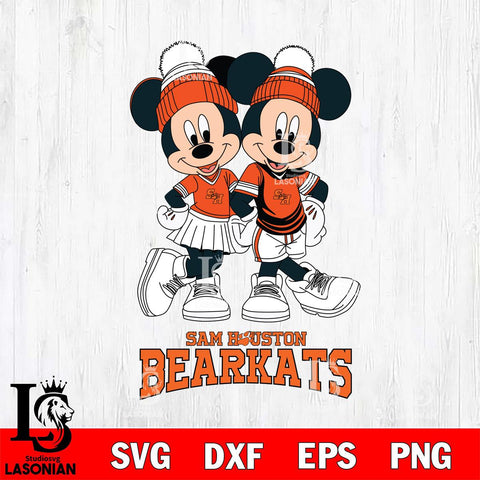 Sam Houston Bearkats Mickey And Minnie Mouse Football Svg Eps Dxf Png File, NCAA svg , File Cut , Digital Download , Instant Download, Cut Svg Files