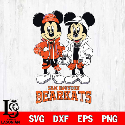 Sam Houston Bearkats Mickey Minnie Mouse Football Svg Eps Dxf Png File, NCAA svg , File Cut , Digital Download , Instant Download, Cut Svg Files