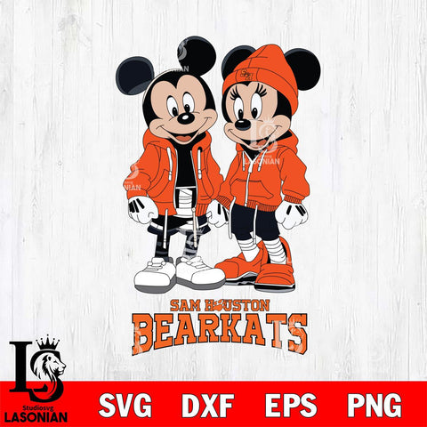 Sam Houston Bearkats Mickey Minnie Mouse Rugby Svg Eps Dxf Png File, NCAA svg , File Cut , Digital Download , Instant Download, Cut Svg Files