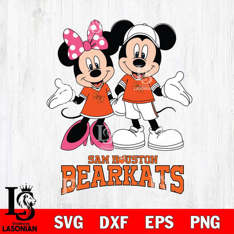 Sam Houston Bearkats Mickey Minnie Mouse Sport Svg Eps Dxf Png File, NCAA svg , File Cut , Digital Download , Instant Download, Cut Svg Files