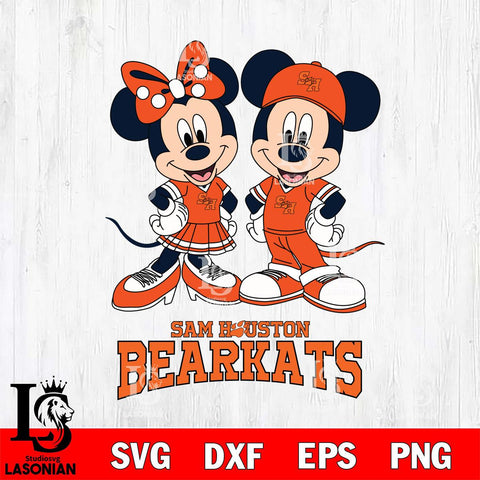 Sam Houston Bearkats Mickey Minnie Mouse rugby ball Svg Eps Dxf Png File, NCAA svg , File Cut , Digital Download , Instant Download, Cut Svg Files