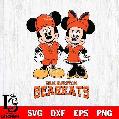 Sam Houston Bearkats Mickey Minnie Rugby Svg Eps Dxf Png File, NCAA svg , File Cut , Digital Download , Instant Download, Cut Svg Files