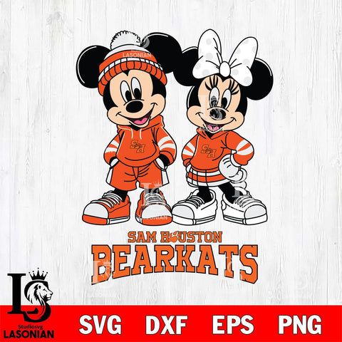 Sam Houston Bearkats Mickey Minnie Rugby Hoodie Svg Eps Dxf Png File, NCAA svg , File Cut , Digital Download , Instant Download, Cut Svg Files