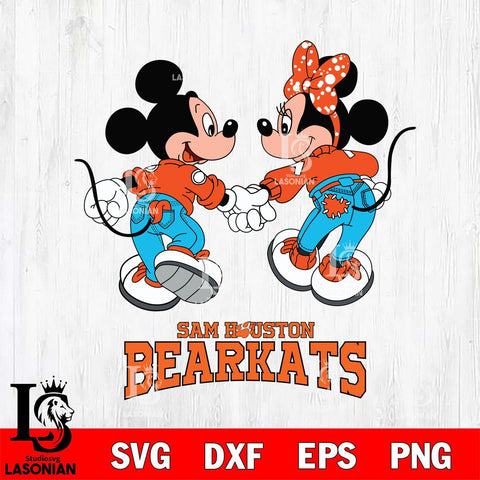 Sam Houston Bearkats Mickey Minnie Valentine Rugby Svg Eps Dxf Png File, Digital Download ,Instant Download, Cricut File