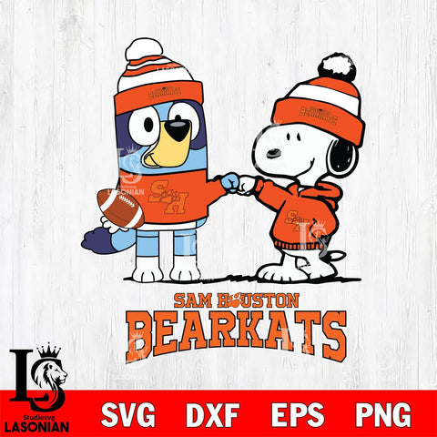 Sam Houston Bearkats Snoopy & Bluey Football Svg Eps Dxf Png File,NCAA Svg Files,Chill Guy svg ,Digital Download ,Instant Download, Cricut File