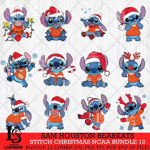 Sam Houston Bearkats Stitch Christmas NCAA Bundle 12 Svg Eps Dxf Png File, Digital Download, Instant Download