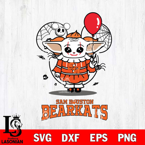 Sam Houston Bearkats Stitch Pennywise Halloween Svg Eps Dxf Png File, Digital Download, Instant Download