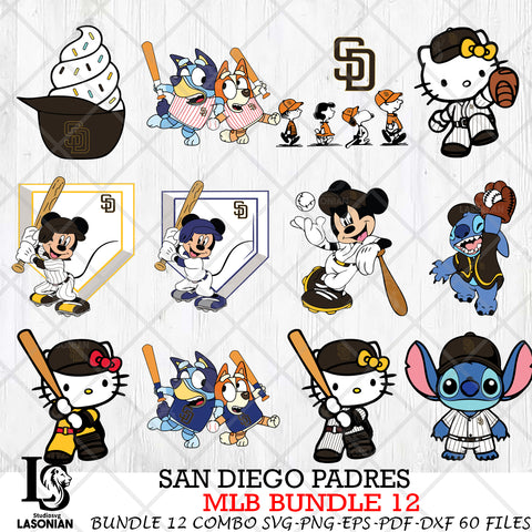 San Diego Padres MLB Bundle 12 Svg Eps Dxf Png File, Digital Download, Instant Download