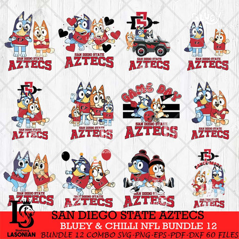 San Diego State Aztecs Bluey & Bingo Bundle 12 SVG Svg Eps Dxf Png File, Bundle NCAA svg, Digital Download, Instant Download