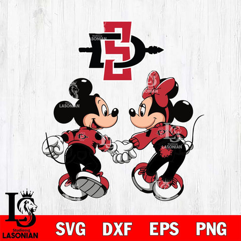 San Diego State Aztecs Fan Minnie And Mickey Love Svg Eps Dxf Png File, Digital Download, Instant Download