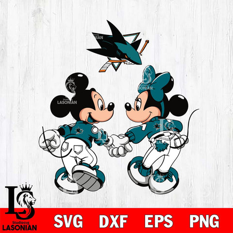 San Jose Sharks Fan Minnie And Mickey Love Svg Eps Dxf Png File, Digital Download, Instant Download