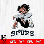 San Antonio Spurs Betty Boop Black Fan Girl Svg Eps Dxf Png File, Digital Download, Instant Download