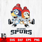 San Antonio Spurs Christmas Bluey & Bingo Sit Svg , Christmas Svg , Bluey svg , Digital Download, dxf eps png pdf file