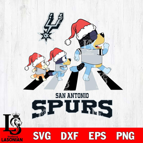 San Antonio Spurs Christmas Family Bluey Walking Svg , Christmas Svg , Bluey svg , Digital Download, dxf eps png pdf file