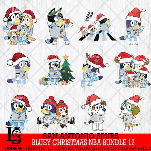 San Antonio Spurs  Bluey Christmas NBA Bundle 12 Svg Eps Dxf Png File, Digital Download, Instant Download