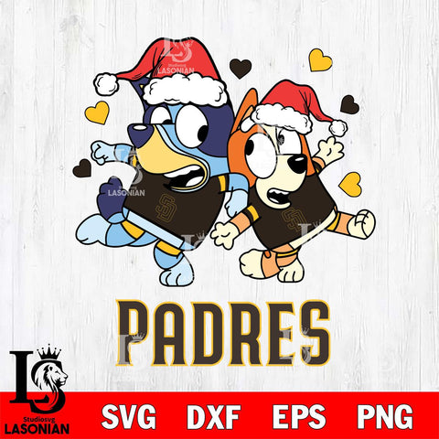 San Diego Padres Bluey Christmas 2 Svg Eps Dxf Png File, Digital Download