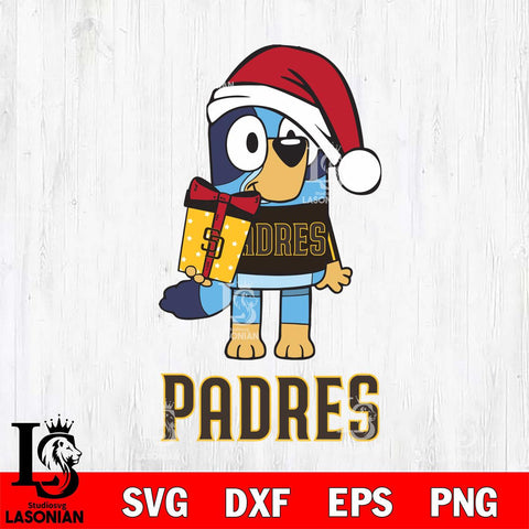 San Diego Padres Bluey Christmas Svg Eps Dxf Png File, Digital Download