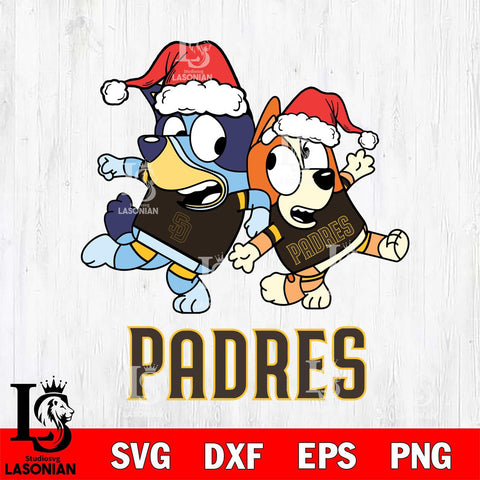 San Diego Padres Bluey Christmas Holiday Svg Eps Dxf Png File, Digital Download