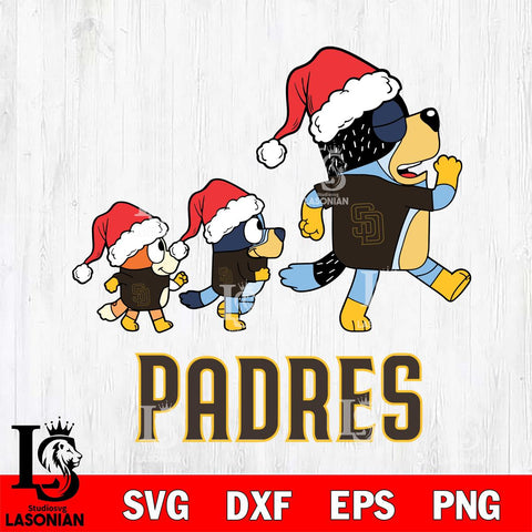 San Diego Padres Bluey Family Christmas Svg Eps Dxf Png File, Digital Download