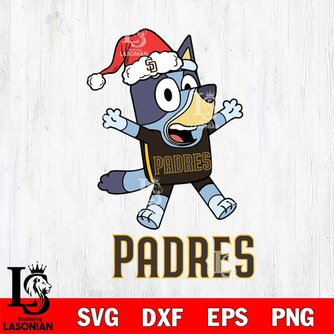 San Diego Padres Bluey Happy Christmas Svg Eps Dxf Png File, Digital Download