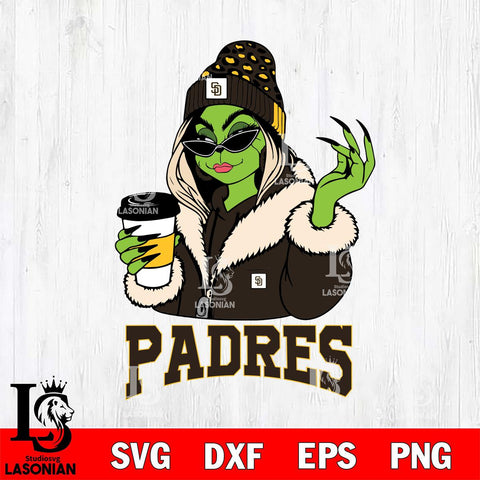 San Diego Padres Boujee Grinch Girls Christmas Cut Files Cricut, Svg Dxf Eps Png file , Silhouette