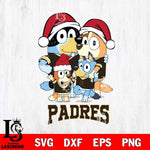 San Diego Padres Christmas Bluey Family Sport Cricut , Christmas Svg , Bluey svg , Digital Download, dxf eps png pdf file