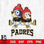 San Diego Padres Christmas Bluey & Bingo Sit Cricut , Christmas Svg , Bluey svg , Digital Download, dxf eps png pdf file