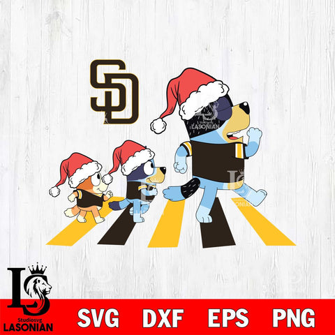 San Diego Padres Family Bluey Walking Christmas Svg Eps Dxf Png File, Digital Download, Instant Download