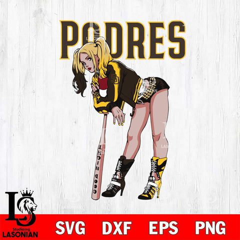 San Diego Padres Fan Girl Harley Quinn MLB Svg Eps Dxf Png File, Digital Download, Instant Download