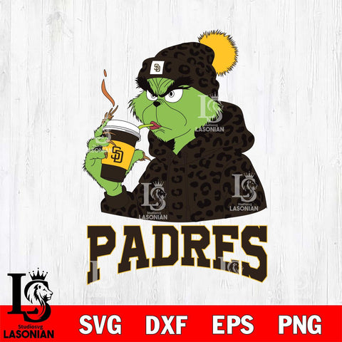 San Diego Padres Grinch Leopard Christmas Cut Files Cricut, Svg Dxf Eps Png file , Silhouette