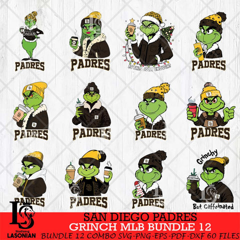 San Diego Padres Grinch MLB Bundle 12 SVG Eps Dxf Png File, Digital Download, Instant Download