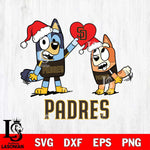 San Diego Padres Love Bluey Christmas Svg Eps Dxf Png File, Digital Download