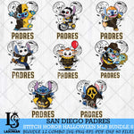 San Diego Padres Stitch Halloween Bundle MLB Svg Eps Dxf Png File, Digital Download, Instant Download