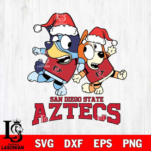 San Diego State Aztecs Bluey Christmas Holiday Svg Eps Dxf Png File, Digital Download