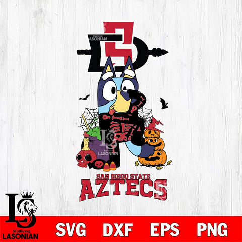 San Diego State Aztecs Bluey Halloween NCAA 2 Svg Eps Dxf Png File, Digital Download, Instant Download