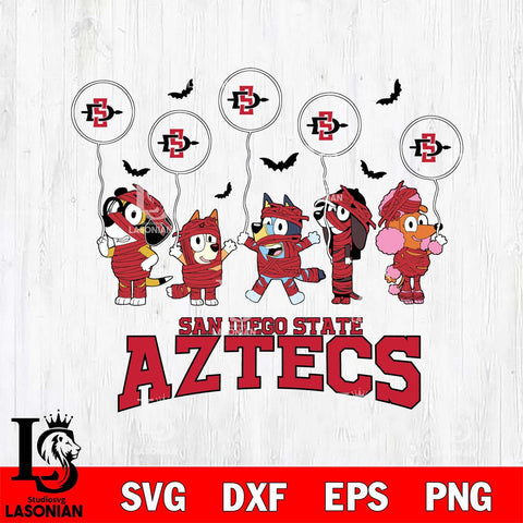 San Diego State Aztecs Bluey Halloween Spooky Svg Eps Dxf Png File, Digital Download, Instant Download