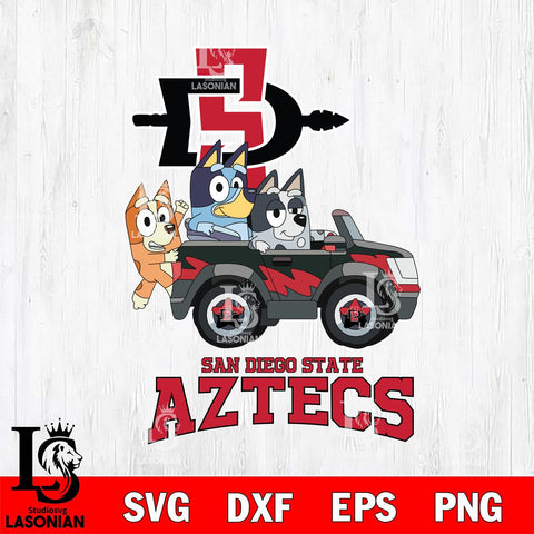 San Diego State Aztecs Bluey friends car Svg Eps Dxf Png File, NCAA svg, Digital Download, Instant Download